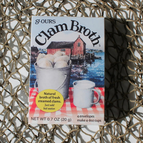 Box of Clam Broth on a textured surface