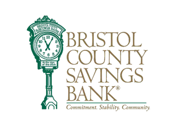 Logo of Bristol County Savings Bank with a clock design on a white background