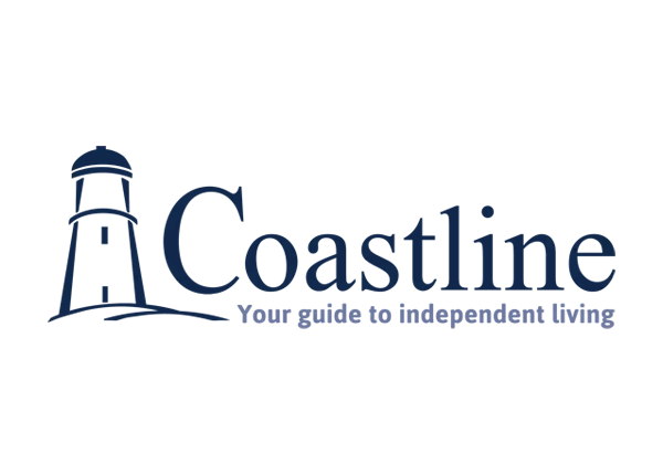 Coastline logo with a lighthouse icon on a white background