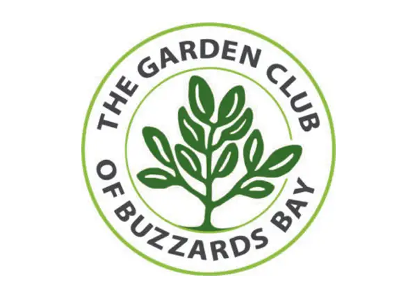 Logo of The Garden Club of Buzzards Bay with a green leaf design on a white background