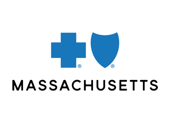 Blue cross and shield logo with 'Massachusetts' text on a white background