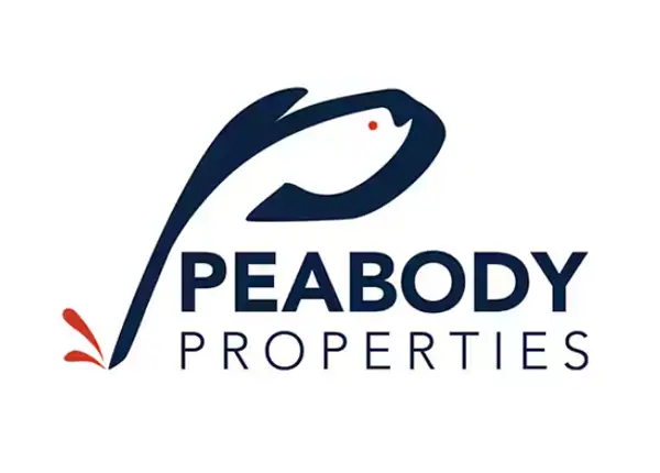 Peabody Properties logo with a stylized fish design on a white background