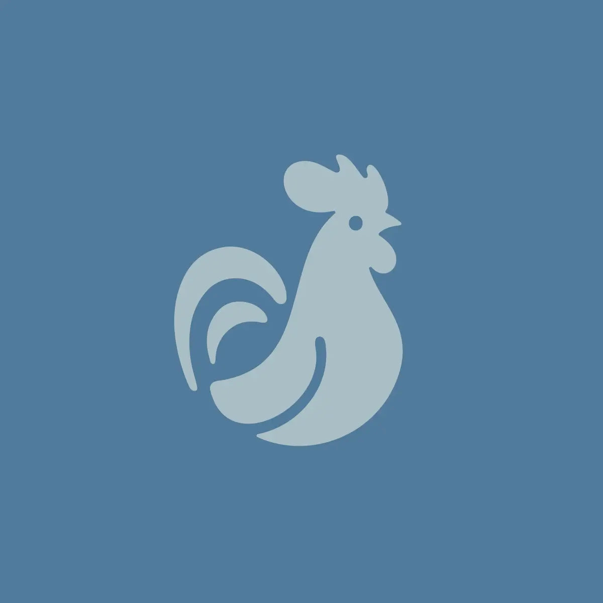 blue silhouette of a rooster on a blue background