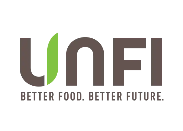 UNFI logo with a green leaf on a white background