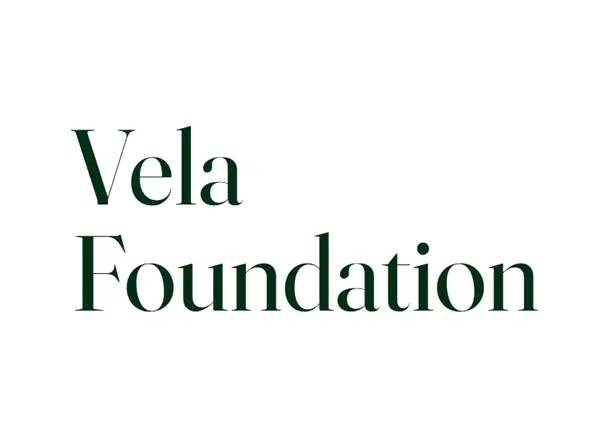 Text 'Vela Foundation' in green on a white background