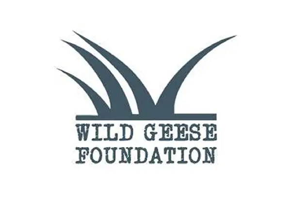 Logo of the Wild Geese Foundation with stylized goose necks on a white background